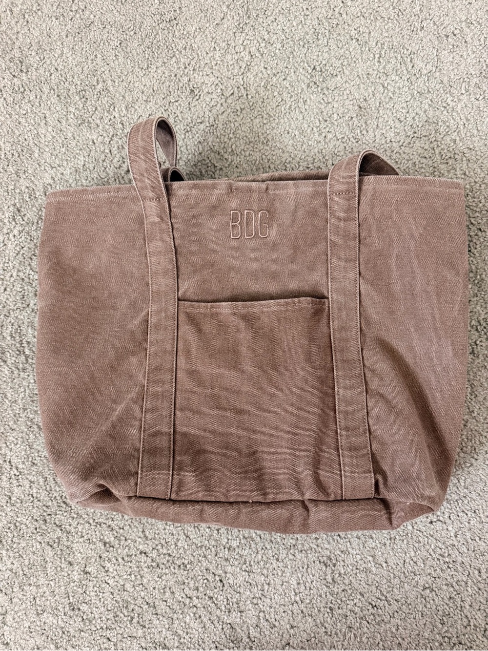 🩵 Urban Outfitters BDG Taupe Brown Carrie Canvas Tote with Front Pocket